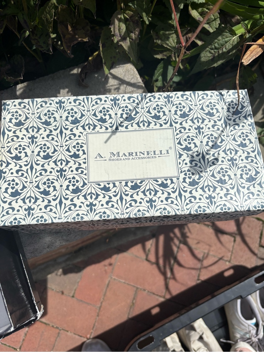 A. Marinelli White and Blue Patterned Espadrille Shoe Box